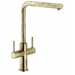 Aquerelli L spout tap, dual lever, Brushed Bronze