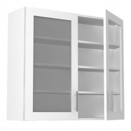 900 x 800mm Double Glass Wall Unit - Includes glass shelves