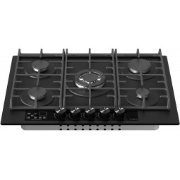 70cm Gas On Glass Hob, 5 Zones