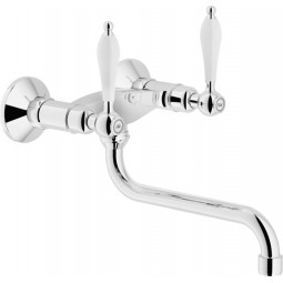 Antica wall mounted dual lever tap, Chrome