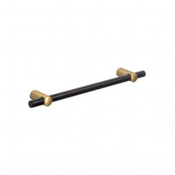 Hampton, Smooth bar handle, Matt Black/Satin Brass