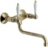 Second Nature Sinks and Taps - Antica wall mounted dual lever tap, Brushed Bronze