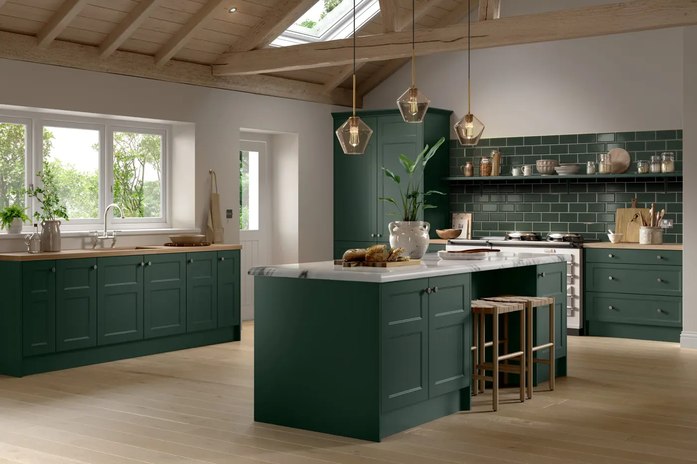 Aldridge in Supermatt Fir Green kitchen