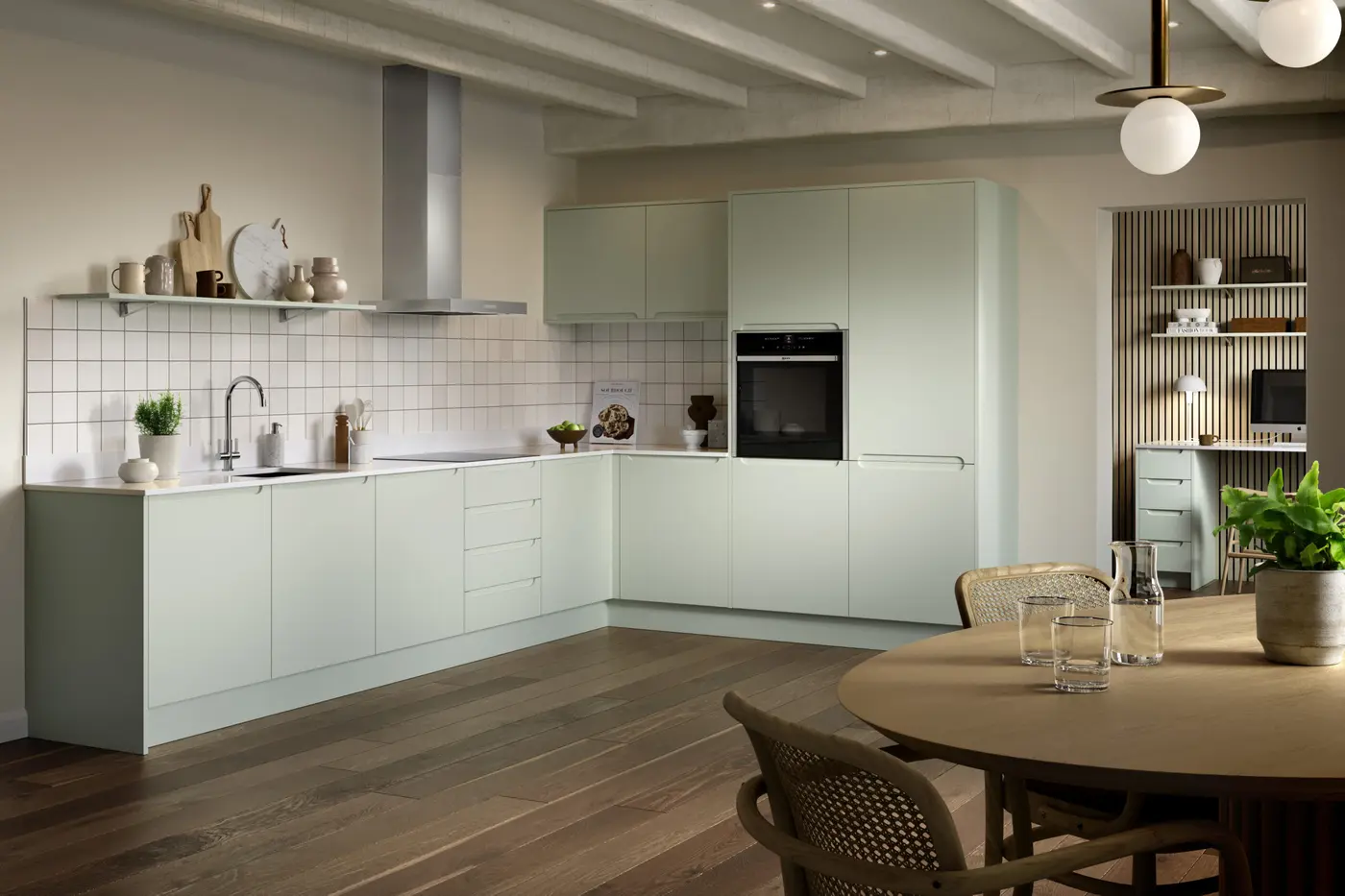 Chelsea in Matt Pistachio Green kitchen