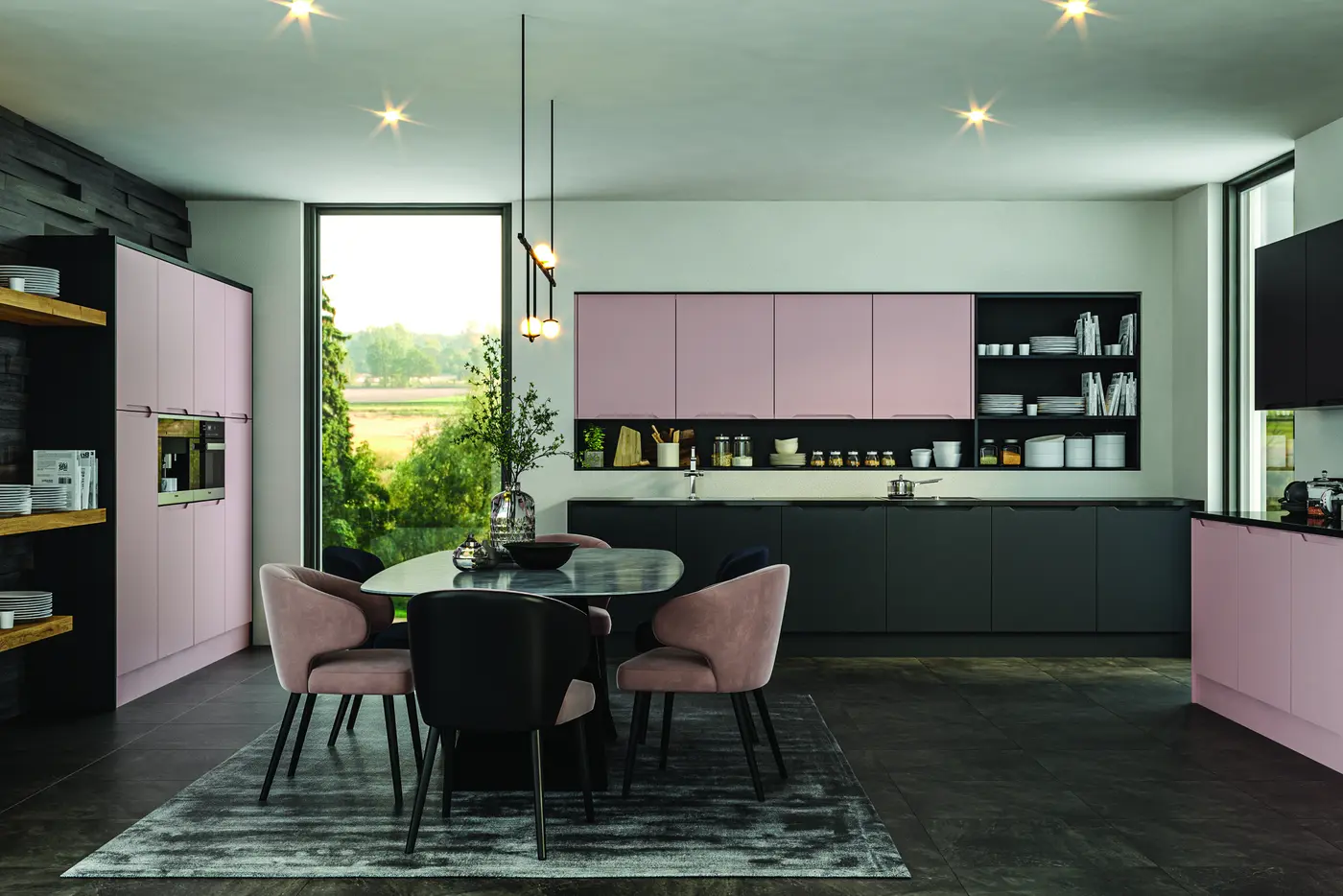 Integra (full handle) in Supermatt Blush Pink kitchen
