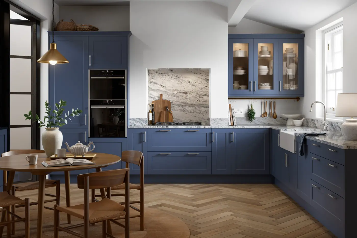 Richmond in Paint Flow Matt Colonial Blue kitchen